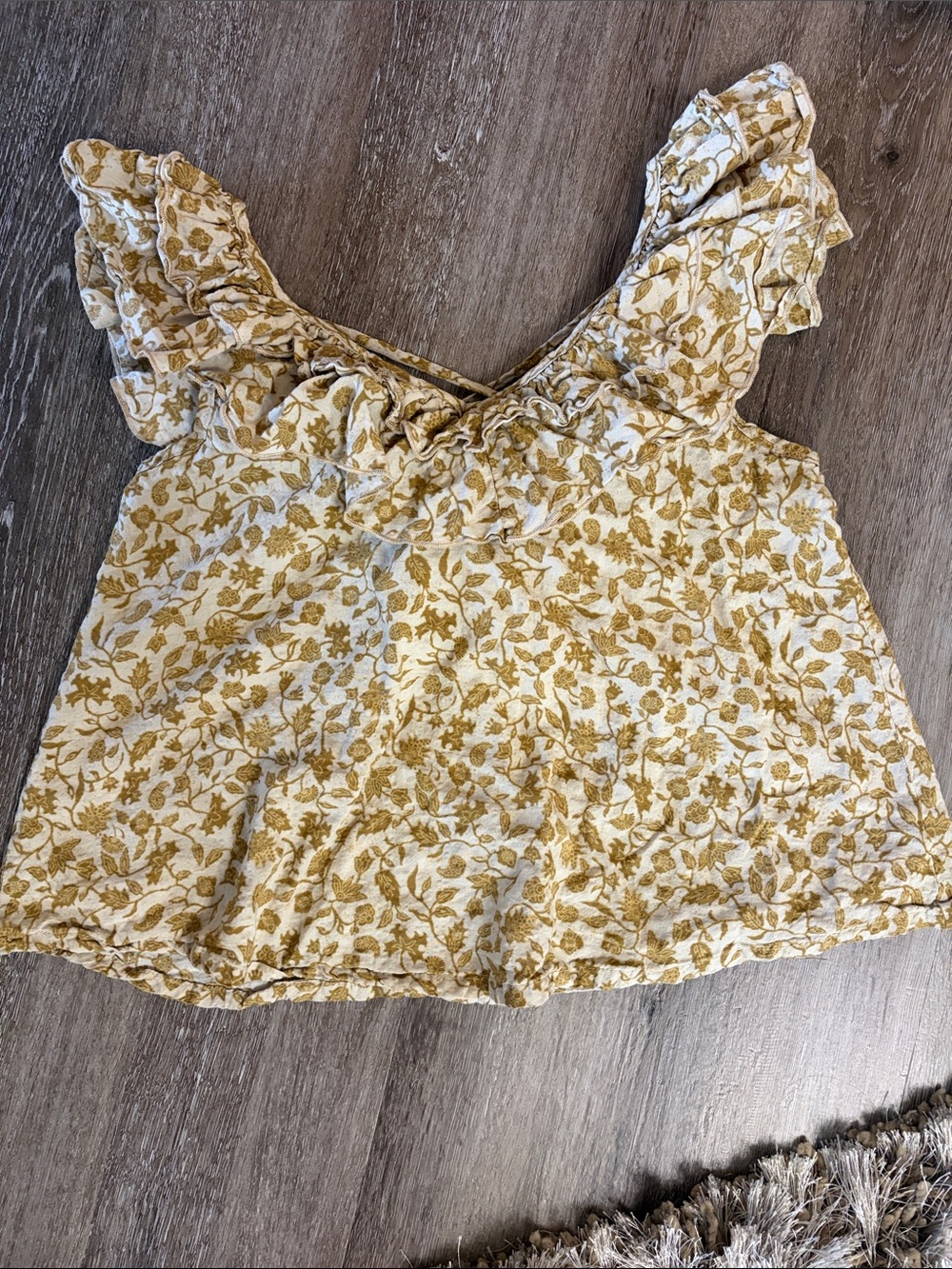 BUCKETLIST Mustard Floral Ruffle Camisole